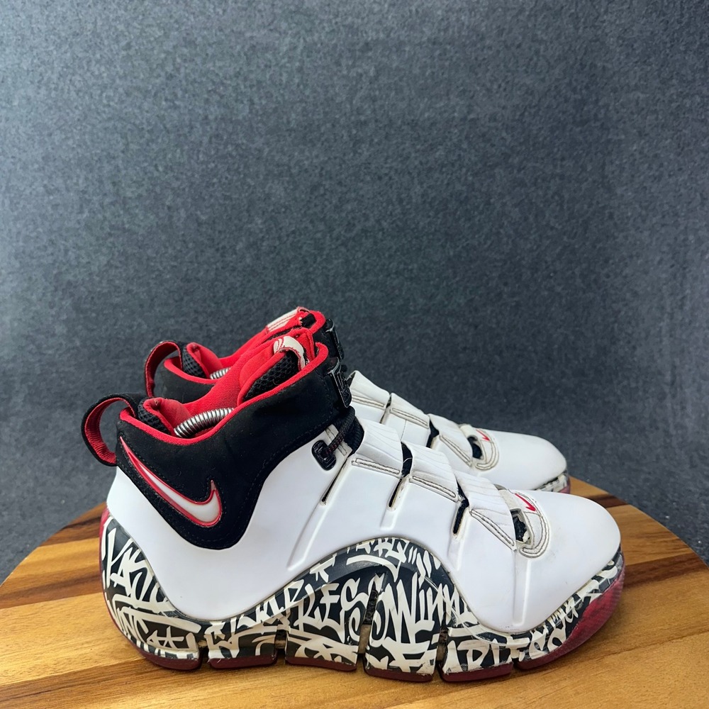 Nike Zoom LeBron IV 4 2023 Graffiti White Sneakers DJ4888-100 Men's Size 8